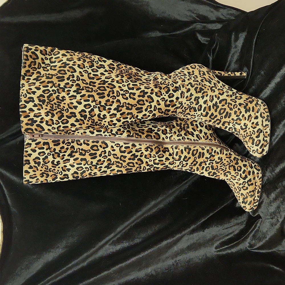 Worthington Leopard print high heel boots size 8M